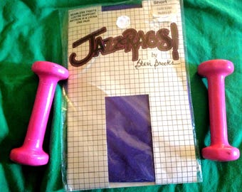 SALE! 1980s RARE Retired Vintage Stevi Brooks PURPLE JAZZaRAGS Seemless Tights Size Short/ Small Retro Dance Tights