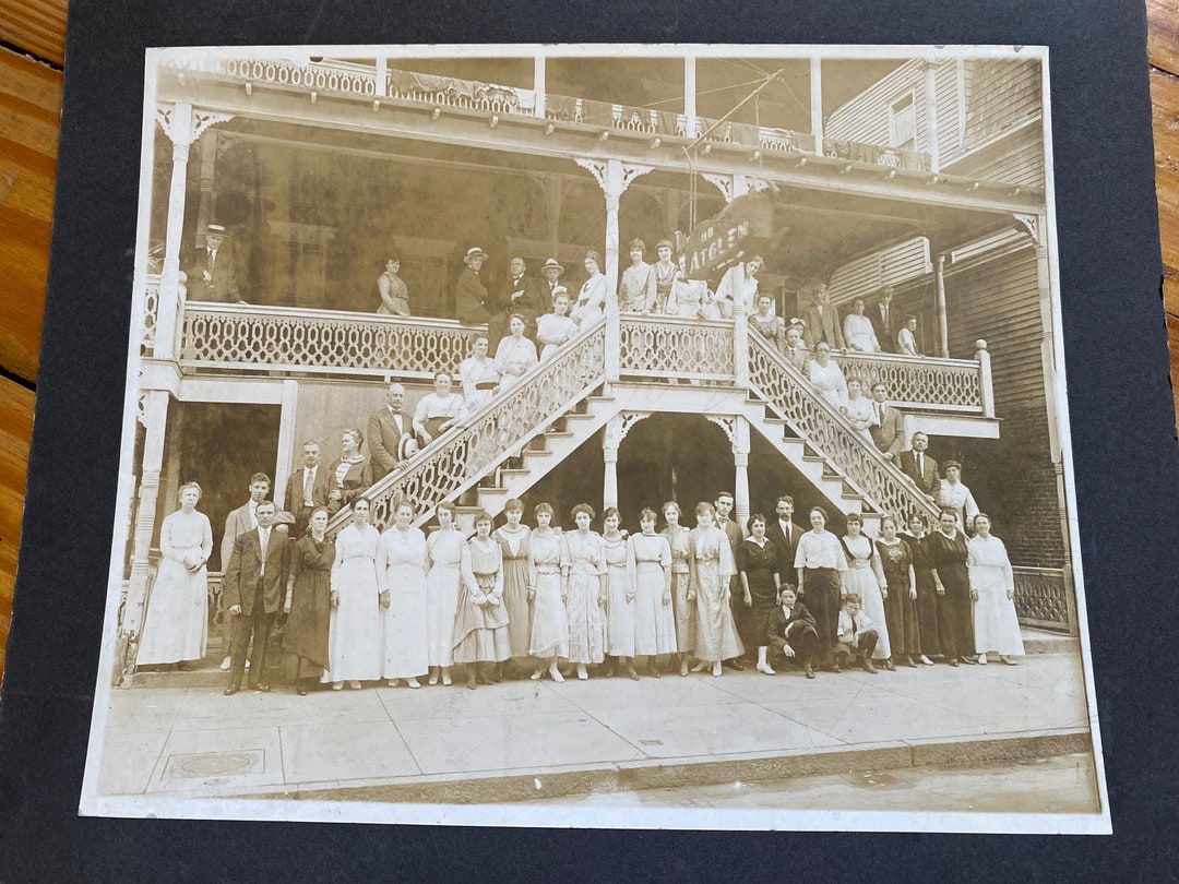 Rare Antique 8x10 Sepia Photograph of Hotel Atglen pa, USA W Staff
