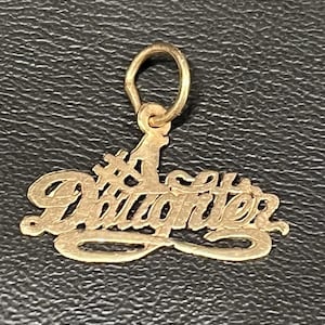 Vintage 14K Yellow Gold #1 Daughter 7/8” Charm Pendant