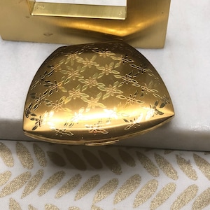 VERKOOP! Vintage Elgin Amerikaanse vergulde geëtste bloemen compact met poeder; art nouveau