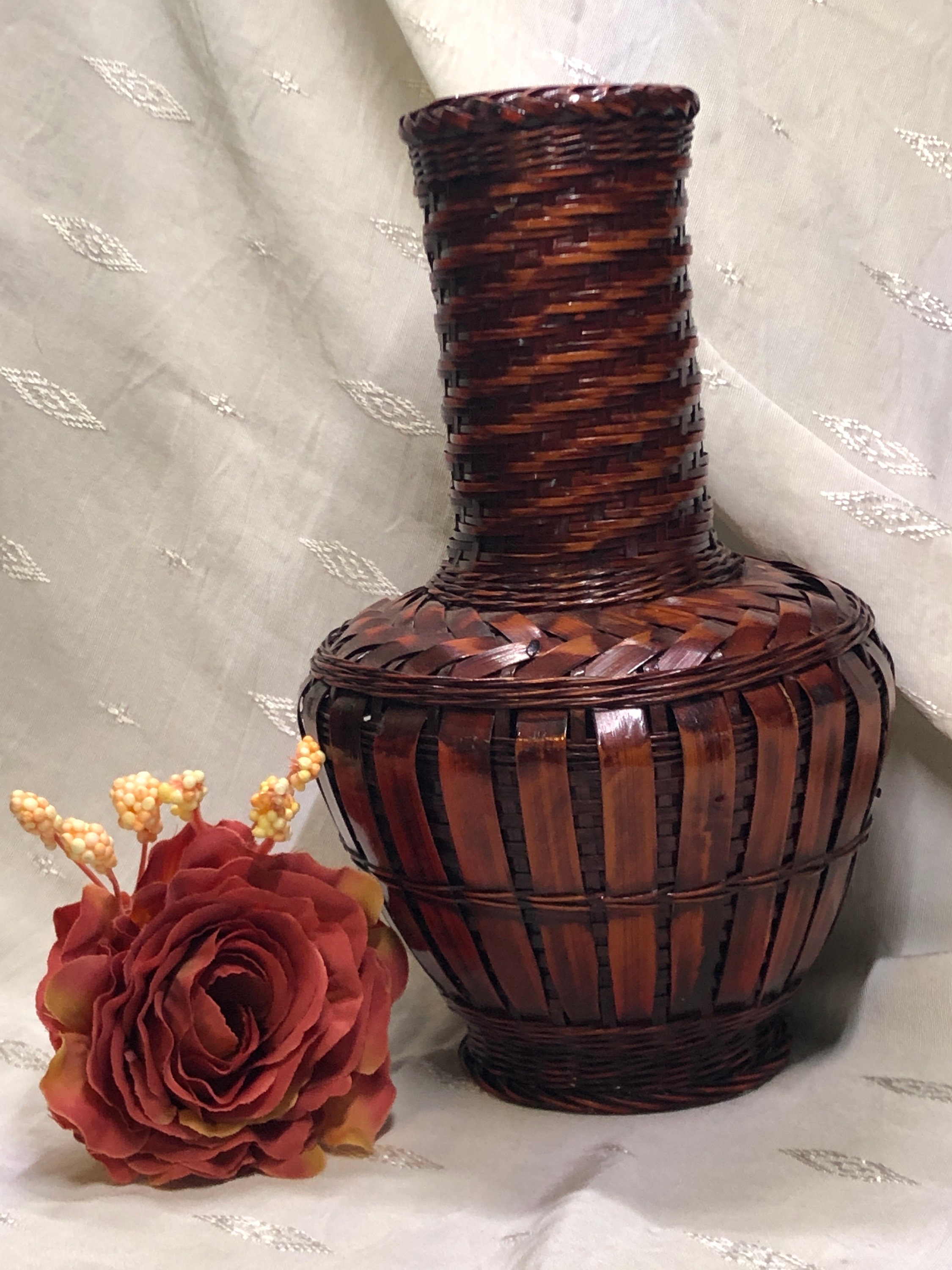 竹製花瓶 希少 アンティークの竹の花瓶 - Etsy 日本