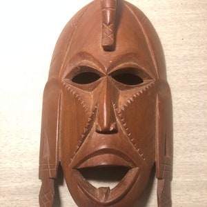 Vintage Hand Carved Wooden Tribal Mask From Kenya;Tribal Wall Art