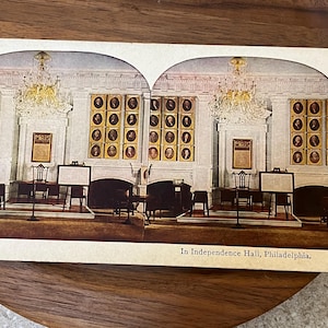 Antica carta stereoscopica - Stanza blu colorata appena decorata nella Casa Bianca a Washington, DC 1900
