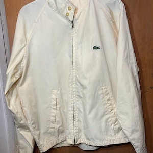 Sz Med Vintage Mens Pale Yellow LACOSTE /Izod 1980s Bomber Jacket with Hidden Pocket-Read Desc