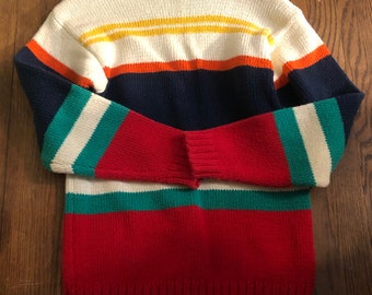 SALE! Sz Med Vintage Liz Claiborne’Liz Wear’ 1980s-1990s MultiColored Striped Turtle Neck Sweater