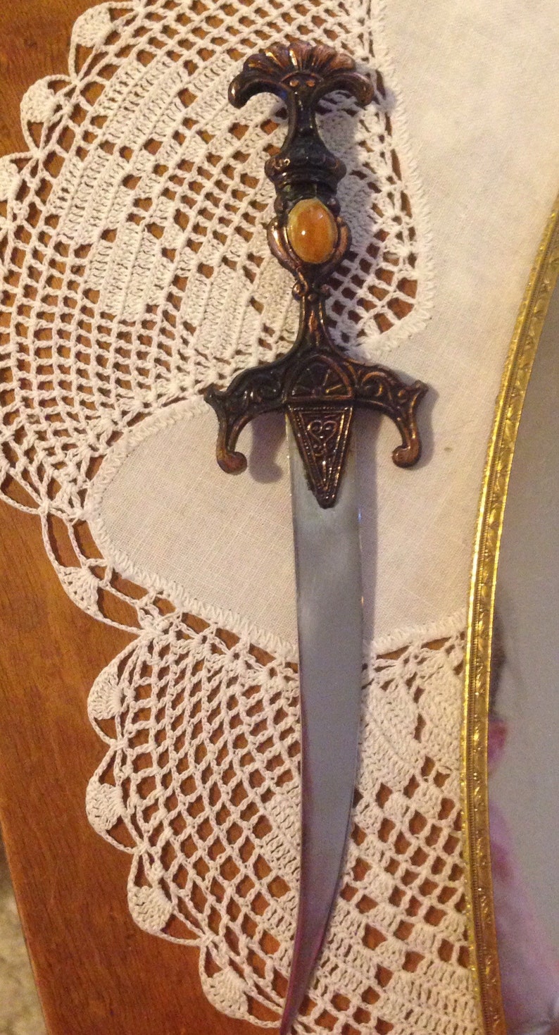 SALE Vintage Brass & Lucite Dagger Letter Opener MidEvil Etsy