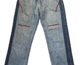 Sz38/34 Vintage Y2K ROCAWEAR Embroidered Baggy Jeans /Hip Hop , Streetwear
