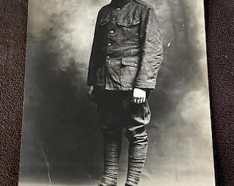 VERKAUF! Antike WWI 1910s U.S. Army Soldat-Uniform schwarz weiß Foto unbenutzt Postkarte