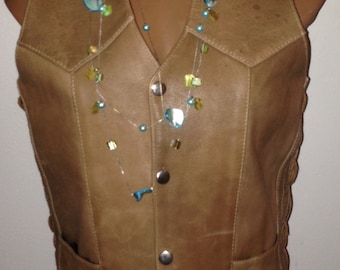 SALE! Sexy Sm-med Vintage Hasbro Leather Vest; Tan Corset Lace Up Sides, Boho Or Biker