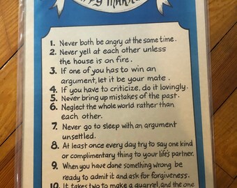 Vintage “Good Humor” Posters from 1970s “Rules For A Happy Marriage “