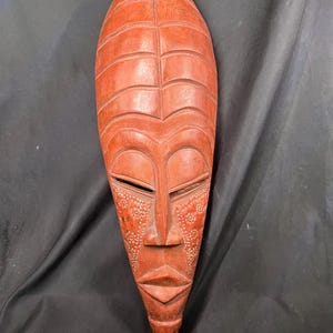 Vintage Hand Carved Wooden African Tribal Mask Ghana 17.5” ~World Cultures Decor