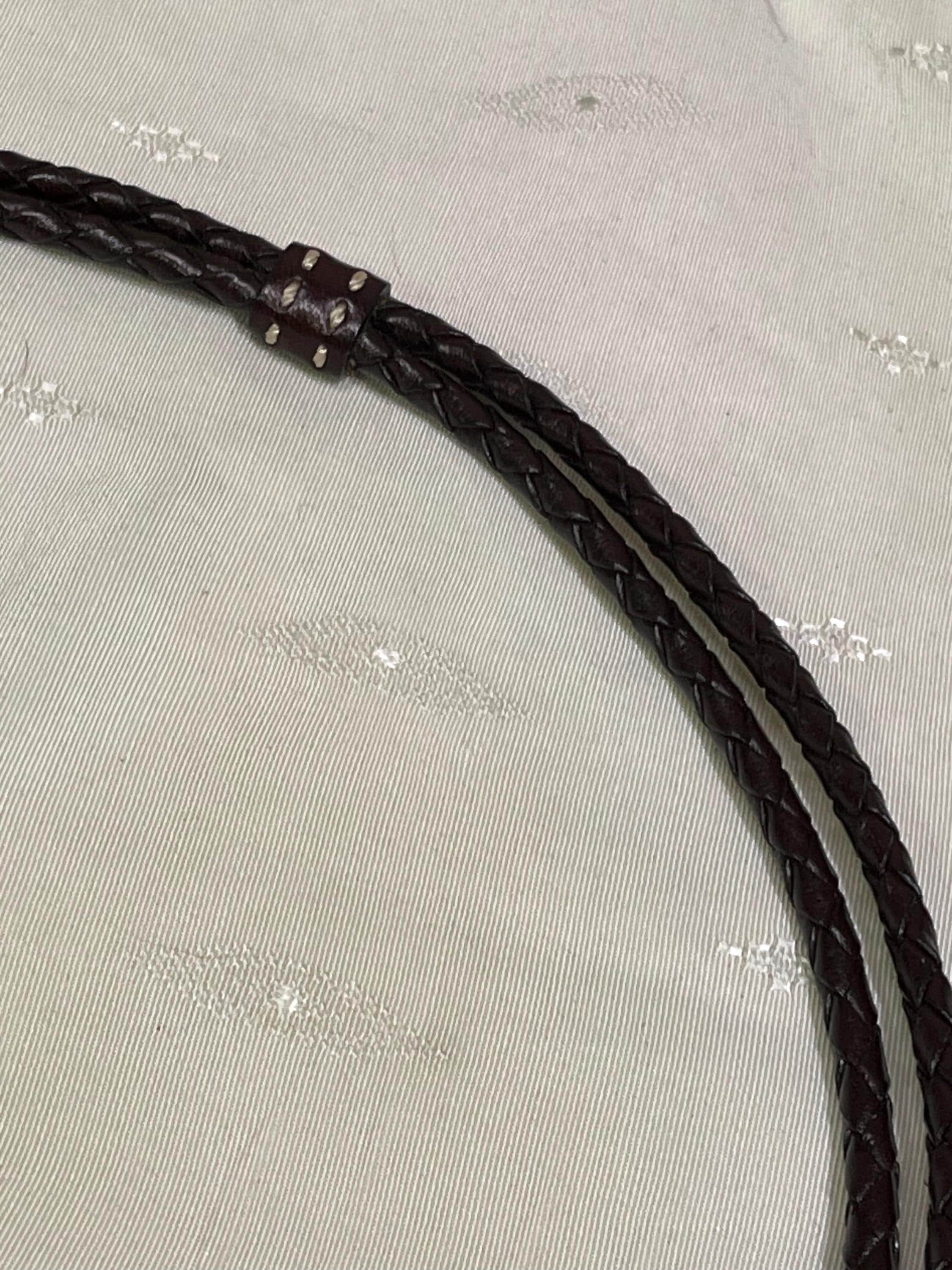 Y2K Era BRIGHTON Braided Leather Rope Bolo Belt w 3D Flower & Silver Metal Hardw Vintage Brighton Braided Leather Bolo Hip Belt Silver  main image 2