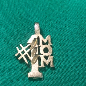 Rare Vintage Solid Brass #1 Mom Charm Pendant