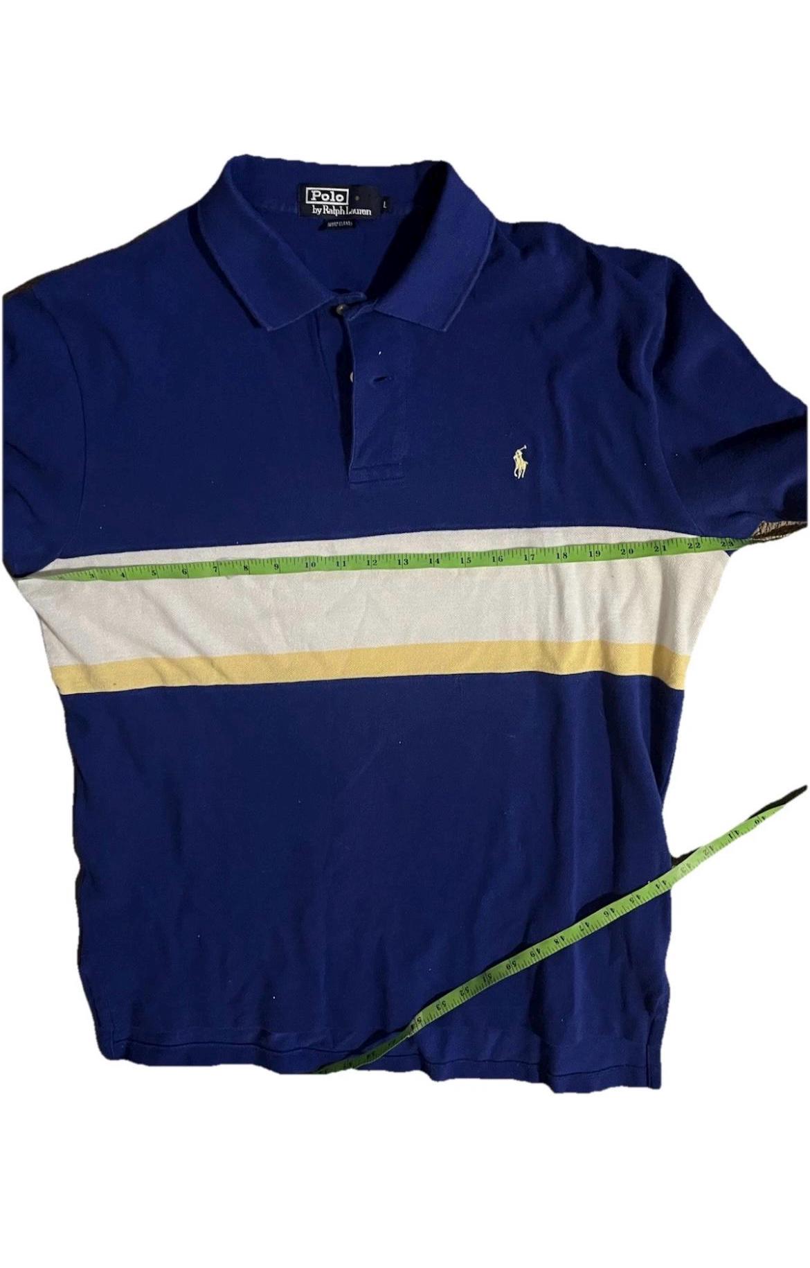 Sz L Vintage '90s Y2K Ralph Lauren Polo Blue Striped Polo Shirt W