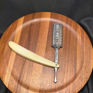 Antique Duram Duplex Cream Handled Razor w Safety Cover for Shaving or Hair Cuts