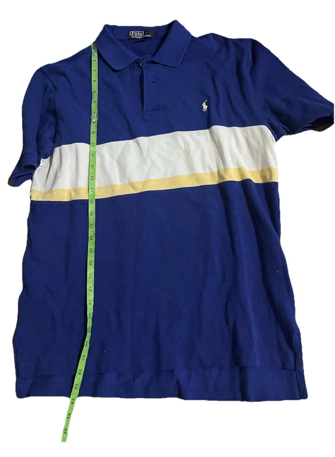 Sz L Vintage '90s Y2K Ralph Lauren Polo Blue Striped Polo Shirt W