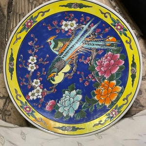 SALE! Antique Meiji Taisho Yamatoku Porcelain Decorative Plate  w Birds, Cherry Blossoms, Flowers-Japanese Decor