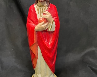 Vintage 1959 PP Corp Statue de Jésus en céramique, figurine, décoration chrétienne de 23 cm (9 po.)