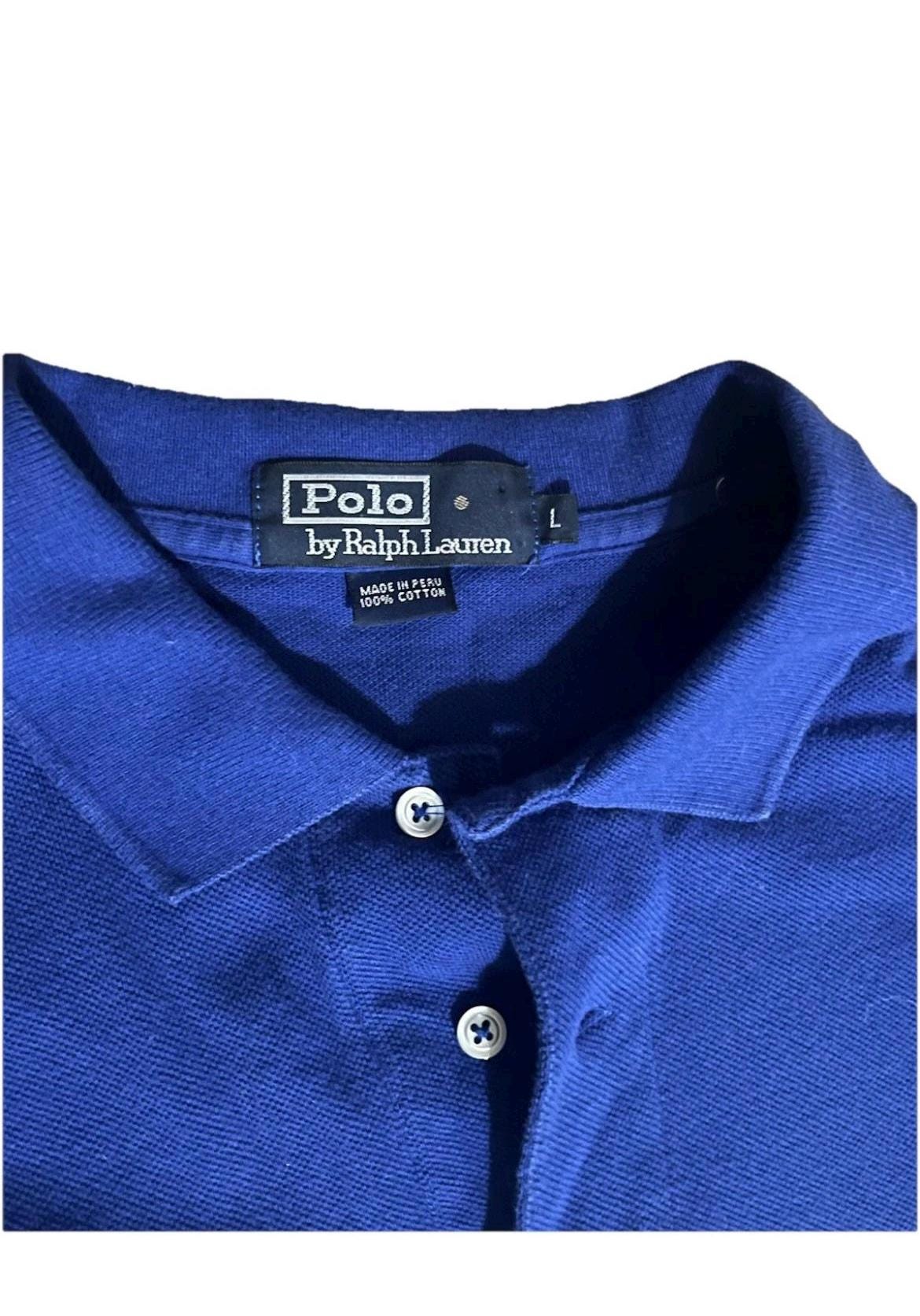 Sz L Vintage '90s Y2K Ralph Lauren Polo Blue Striped Polo Shirt W