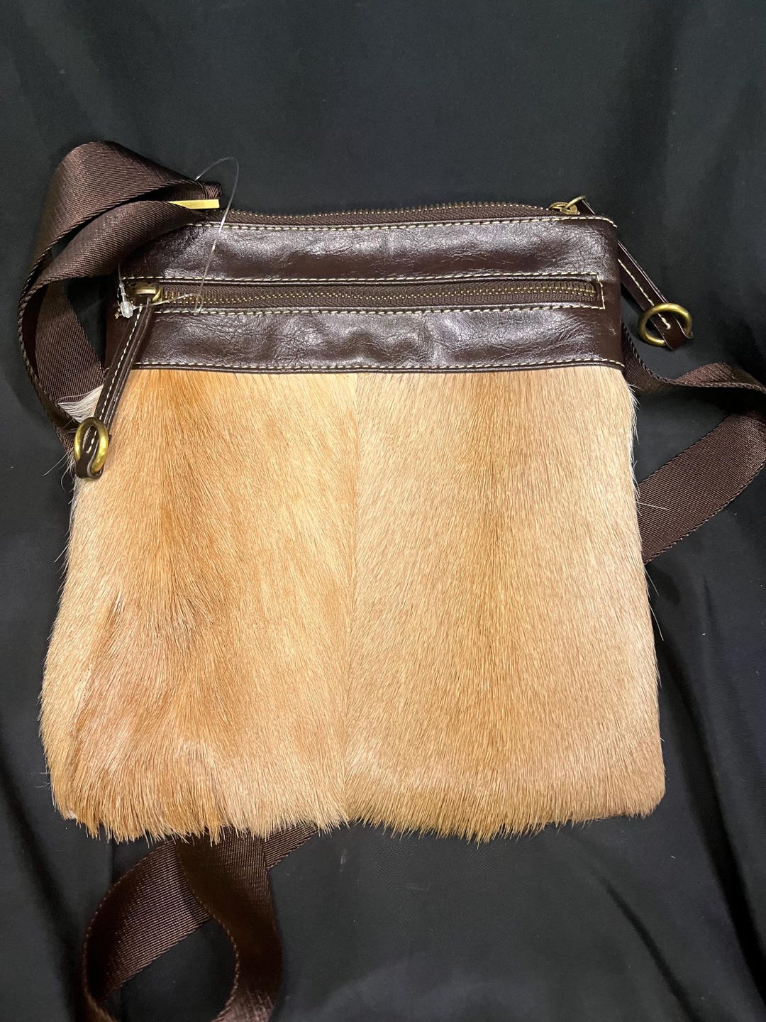 Y2K Era Early 2000s Diane Gail Tan, Off-white, Brown Springbok Fur