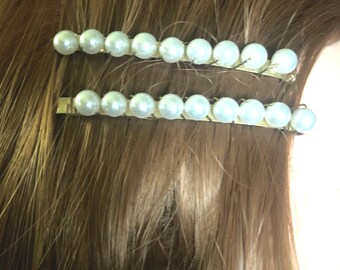 Rare Vintage Beaded Barrettes Multi-Colored with Gold Metal Set of 2 VINTAGE 2 GOLD METAL HAIR BARRETTES ACCESSORIES 1 & 5/8ths  main image 3