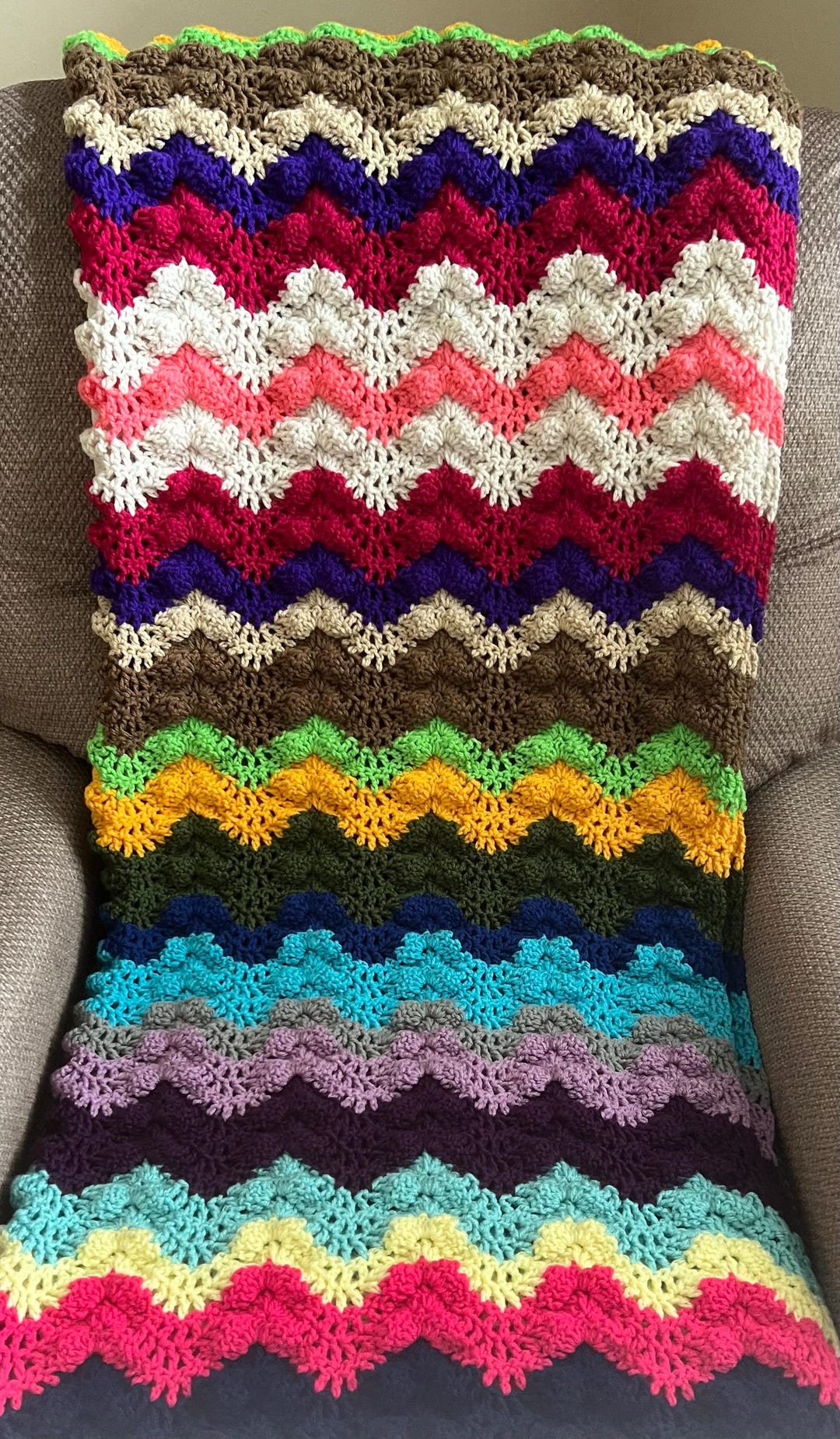 Multi-color Ripple Afghan - Etsy