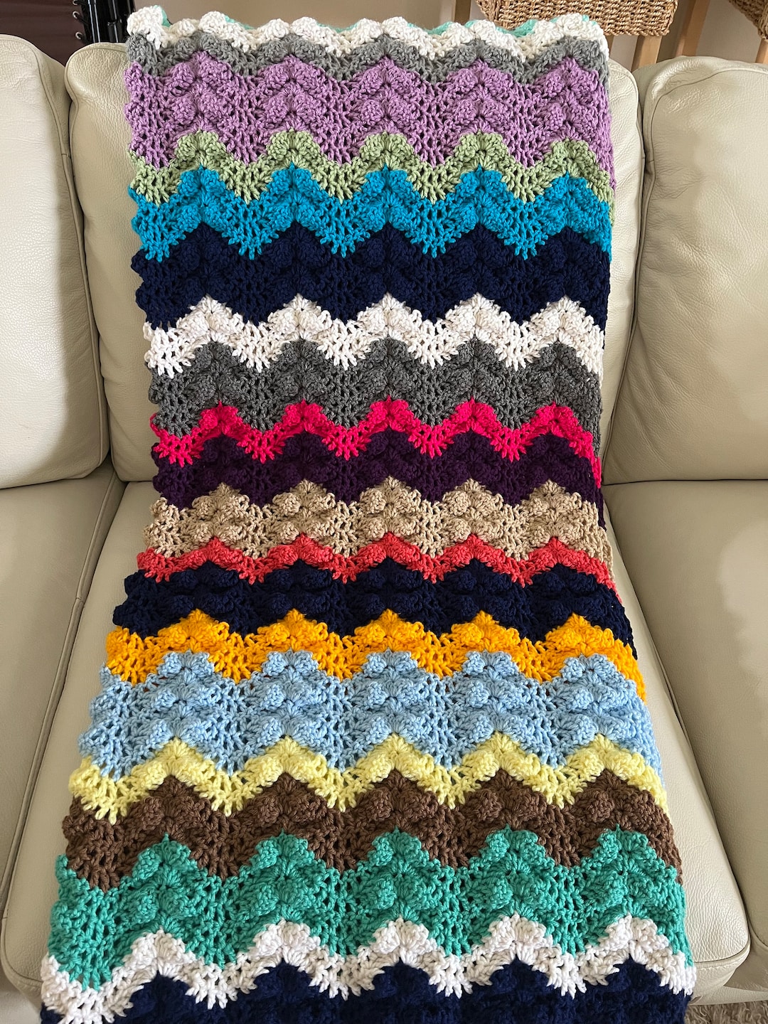 Multi-color Ripple Afghan - Etsy