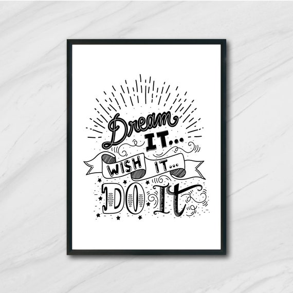 Dream It Wish It Do It Printable Wall Art Office Desk Etsy