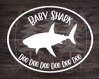 Personalized Shark Family Vinyl Decal – Water Bottle, Laptop Sticker