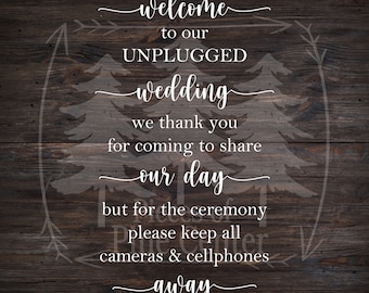 Unplugged Wedding Vinyl Decal – Ceremony Sign