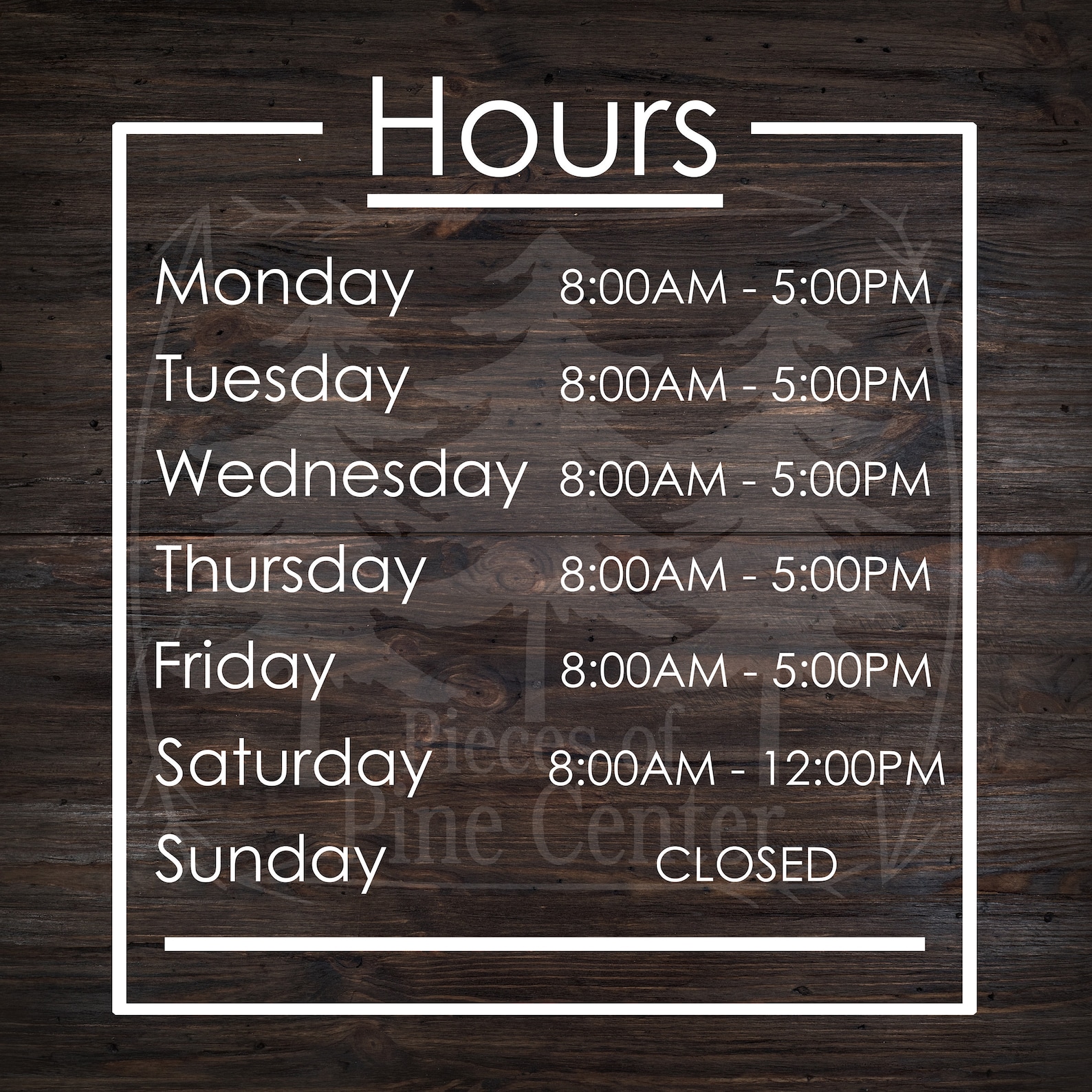 Business Hours Hours Door Posting Hours Decal Hours Sticker