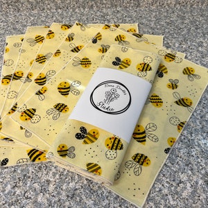 Paperless "Paper" Towels 6- 9"x10.5" 1-ply Kitchen/ Paperless Kitchen/ Eco-Friendly/ Reusable Cloth Towels/ Un-Paper / Bumble Bee/ Bees