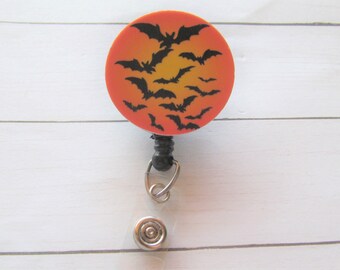 Halloween Badge Reel, Acrylic Badge Reel, Bats Badge Reel, Retractable Badge Reel, ID Holder, Nurse Badge Reel, Teacher Badge Reel, Gift