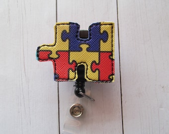 Autism Awareness Badge Reel, Badge Reel, Badge Holder, Retractable Badge Reel, ID Holder, Nurse Badge Reel, Nurse Gift, Teacher Badge Reel