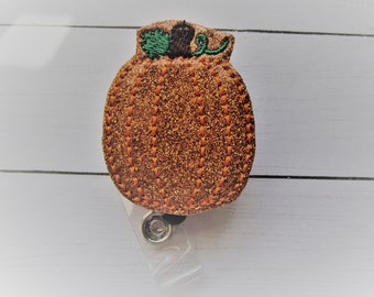 Porta credencial de calabaza, porta credencial de otoño, porta credencial retráctil, porta credencial, porta credencial de enfermera, porta credencial bonito, porta credencial de maestro, regalo de enfermera