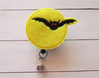 Bat Moon Badge Reel, Bat Badge Reel, Moon Badge Reel, Halloween Badge Reel, Retractable Badge Reel, ID Holder, Badge Holder, Nurse Badge