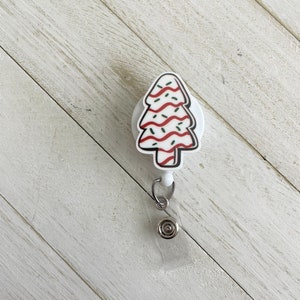 Christmas Tree Cake Badge Reel, Badge Reel, Retractable Badge Reel, Badge Holder, Nurse Badge Reel, Teacher Badge Reel