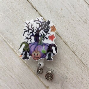 Acryl Harz Abzeichen Reel, Halloween Abzeichen Reel, Herbst Abzeichen Reel, Gnome Abzeichen Reel, Abzeichen Halter, ID-Halter, versenkbare Abzeichen Reel, Geschenk