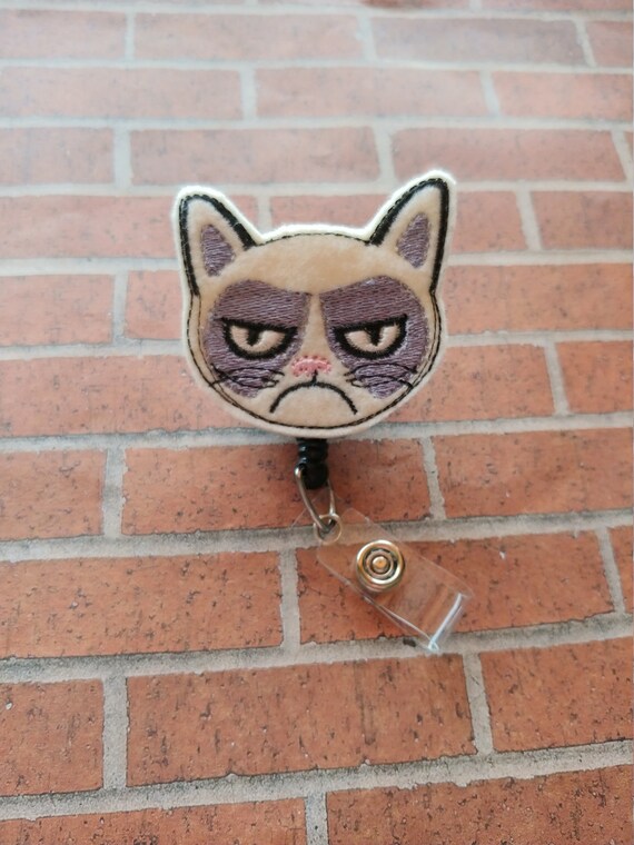 Angry Cat Badge Reel, Cat Lover Badge Reel, Animal Lover Badge