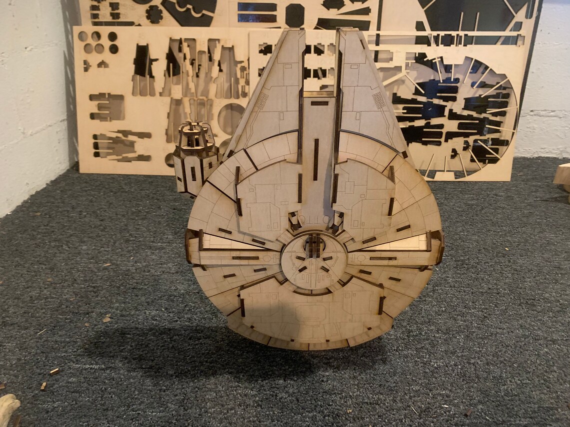 Millennium Falcon Laser Cut Wooden 3D Model Kit Etsy