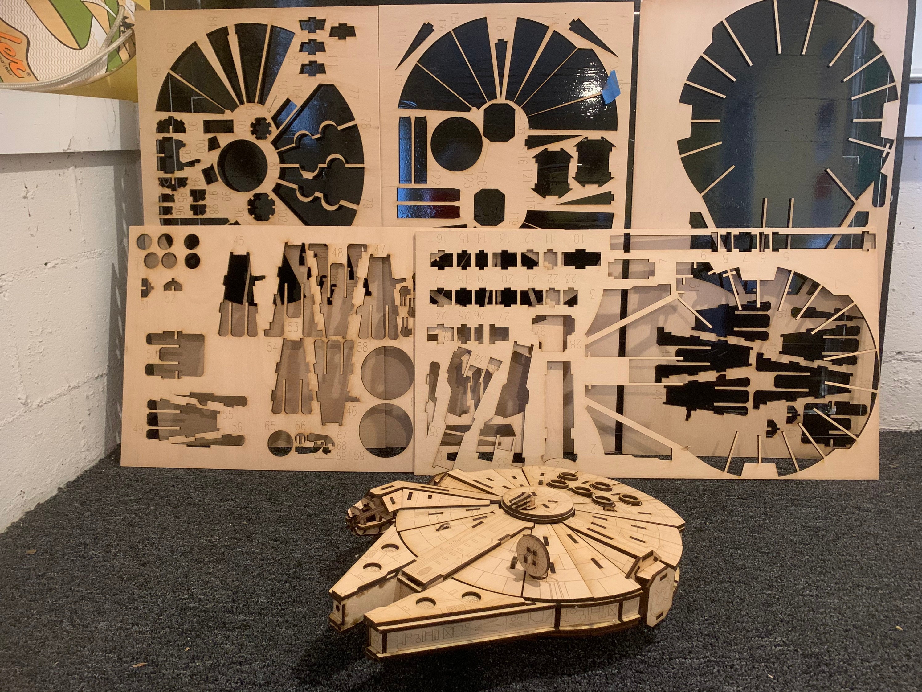Millennium Falcon Laser Cut Wooden 3D Model Kit Etsy