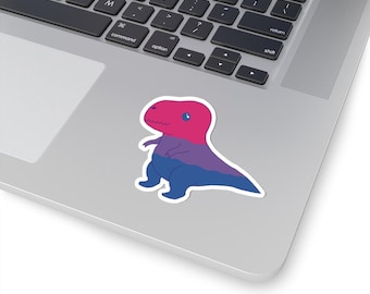 Birannosaurus Rex Bisexual Pride Flag Gradient T-Rex Sticker | Kiss-Cut Vinyl Sticker