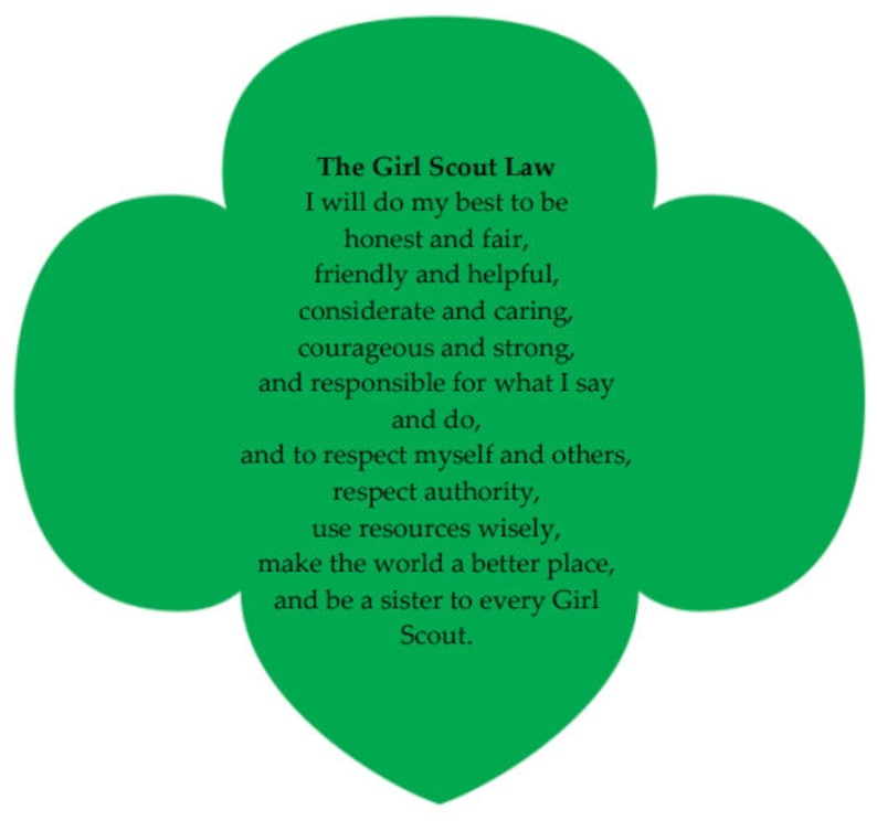 Girl Scout Law large Trefoil PDF Download compatible With Trefoil Name