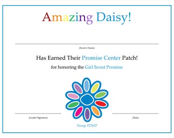 Certificados de transición de Girl Scouts Daisy Petal y todos los niveles / Plantilla editable de Canva (PDF descargable)