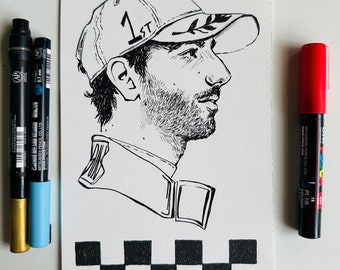 Daniel Ricciardo F1 Drawing ORIGINAL