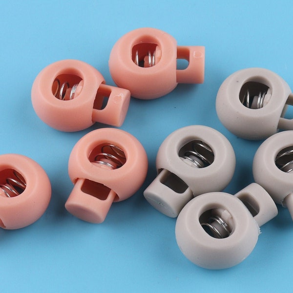 23*7mm pink/grey Cord Stopper Locks Single Hole Toggle Cylinder Cord Lock for Cloth Round Cord Lock,Assorted Colors Plastic Stopper Cord.