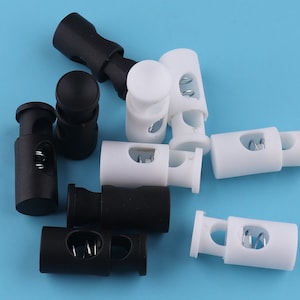 28*6mm Black/White,elastic cord Toggle Cord Lock Stopper Cord Toggle Lock, Rope ends Cord ends,Craft Cord Locks,Cylinder Stopper Toggle,