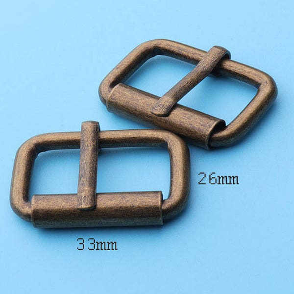 4pcs Rounded Square Center Bar Pin Buckle, Antique Brass / Bronze buckles pursemaking briefcase suspender belt-33*26mm fk9