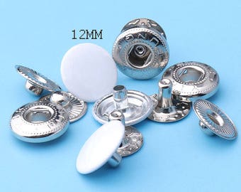 20sets Rapid Rivet Studs White Rivet for Bags Belts Bracelets Leathercraft Decoration purse making shoemaking --12mm zd3