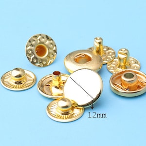 100sets nails  Rapid Rivet Studs Gold Rivet for Bags Belts Bracelets Leathercraft Decoration purse making shoemaking --12mm zd4